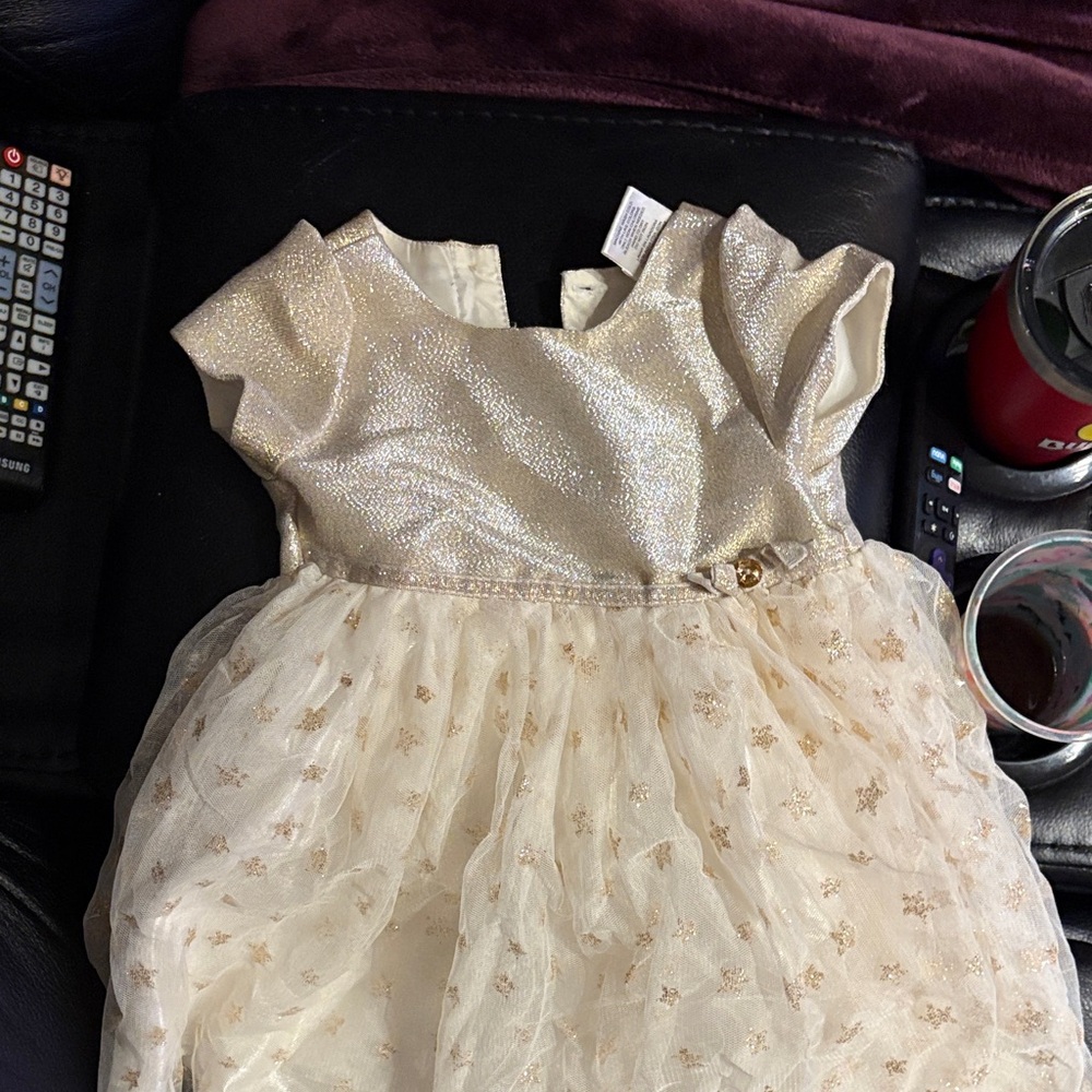 Nannette Cream and Gold Formal Kids Dress